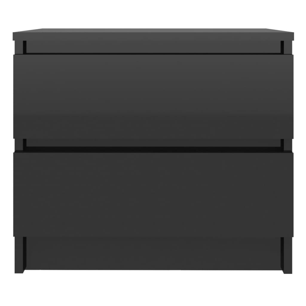 vidaXL Нощно шкафче, черен гланц, 50x39x43,5 см, ПДЧ