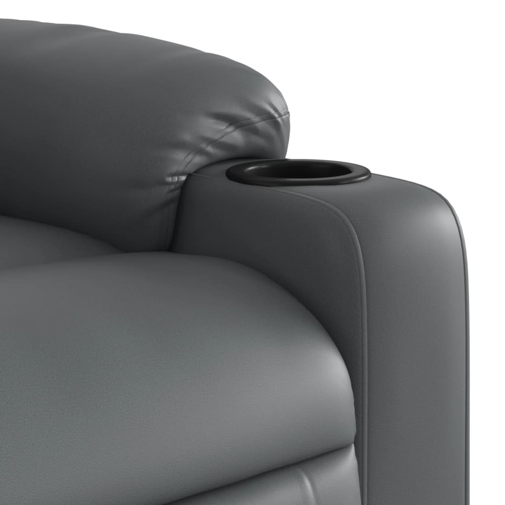 vidaXL Изправящ масажен реклайнер стол, сива, изкуствена кожа