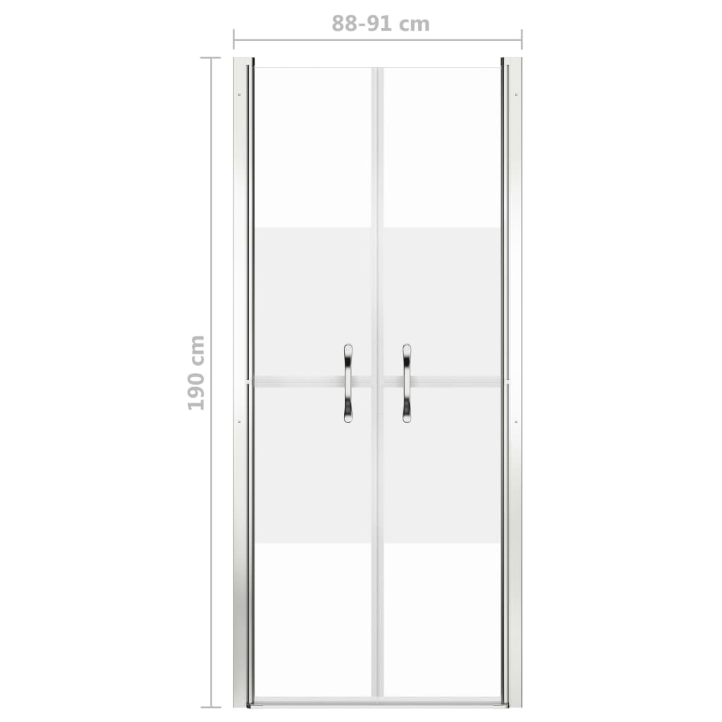 vidaXL Врата за душ, полуматирано ESG стъкло, 91x190 см