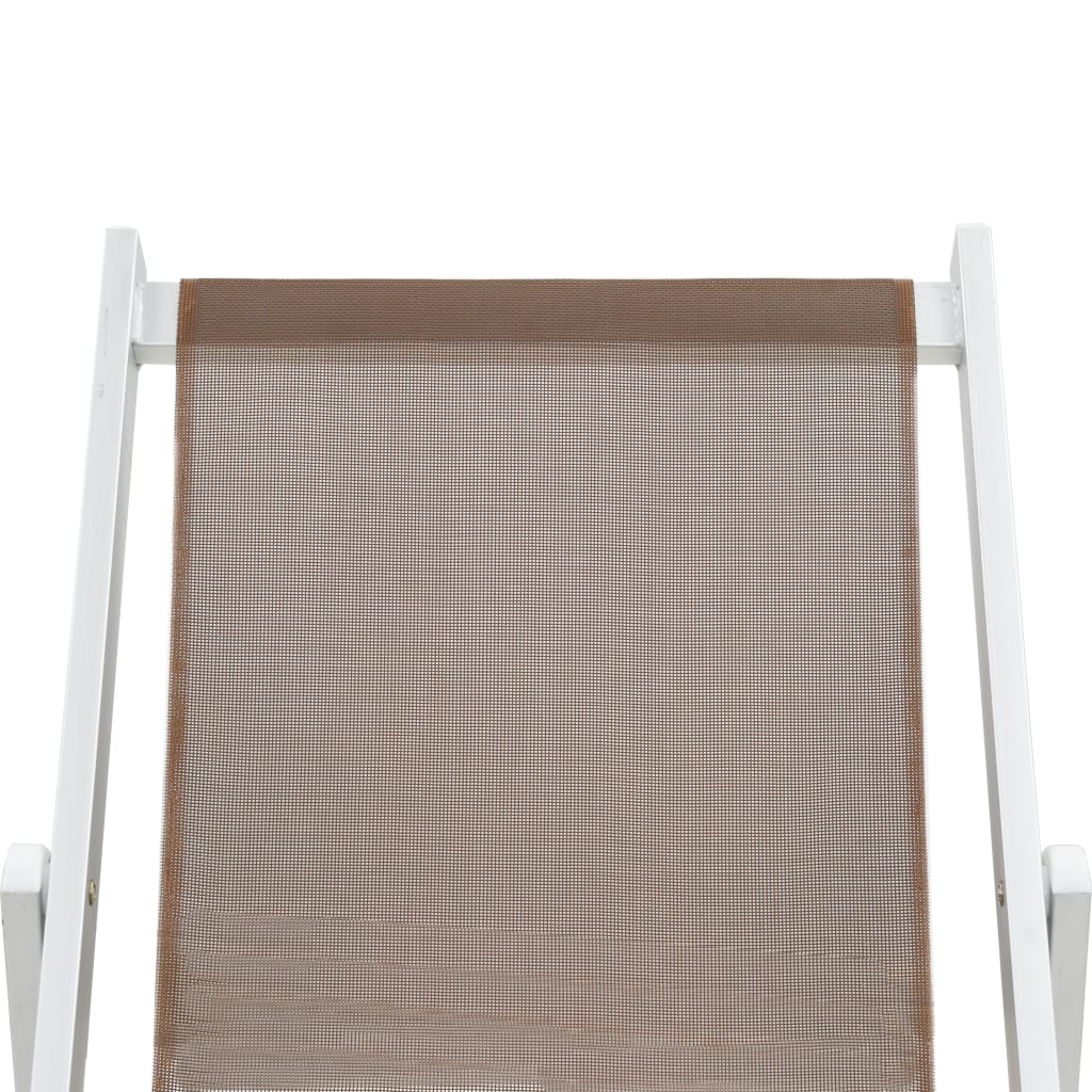 vidaXL Сгъваеми плажни столове, 2 бр, алуминий и Textilene, кафяви