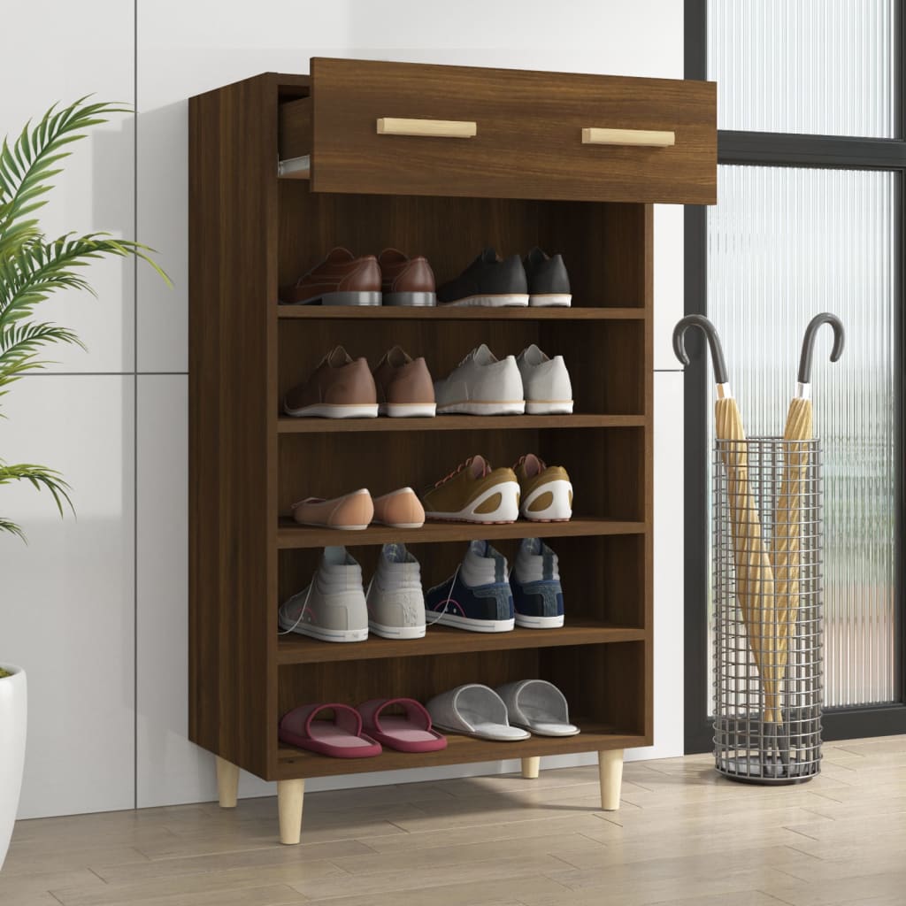 vidaXL Шкаф за обувки, кафяв дъб, 60x35x105 см, инженерно дърво
