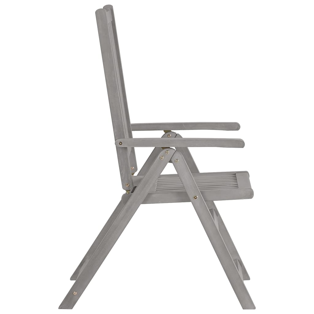 vidaXL Градински накланящи се столове, 2 бр, сиви, акация масив