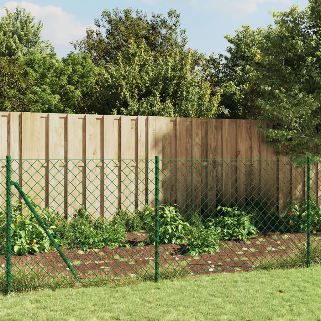 vidaXL Плетена оградна мрежа, зелена, 1x10 м