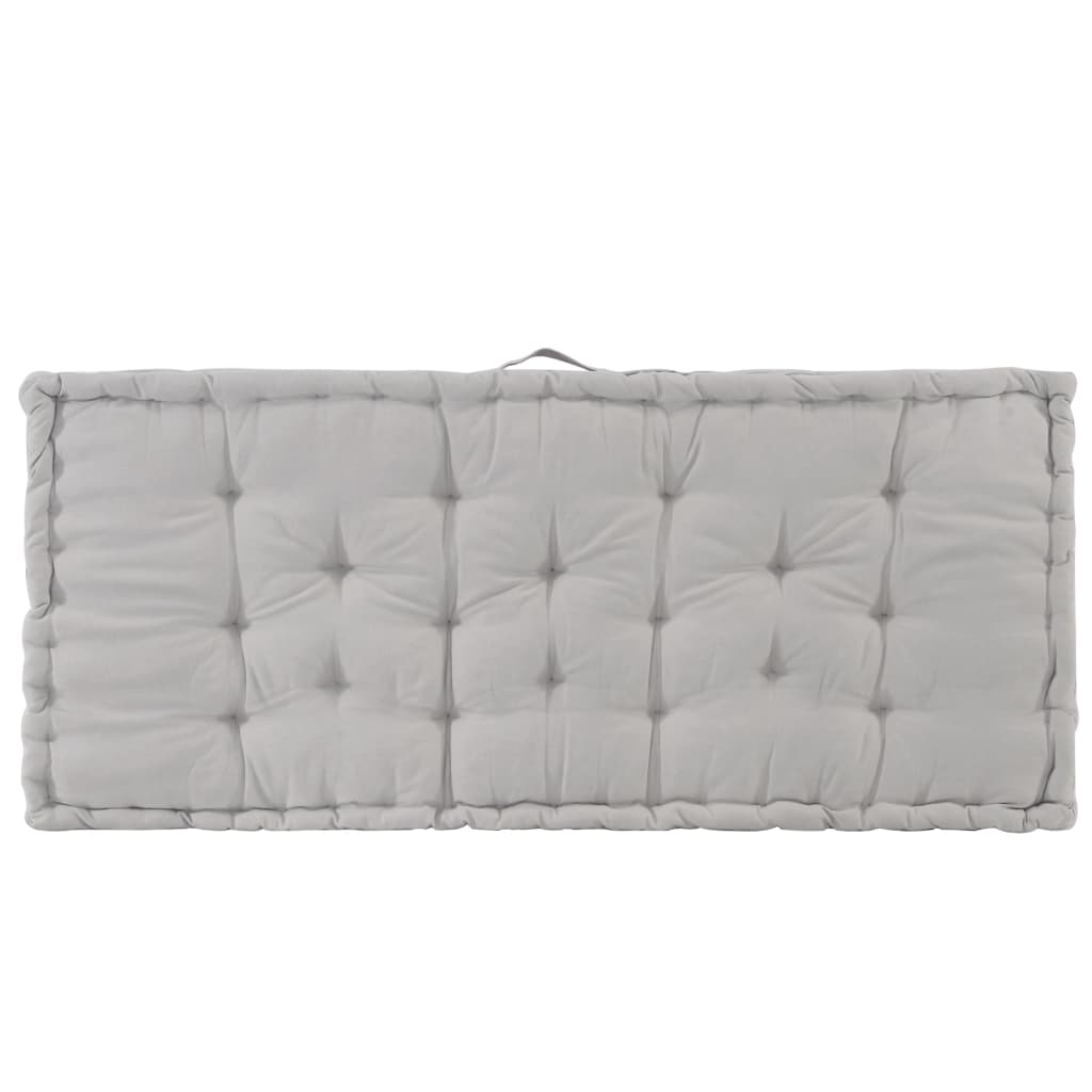 vidaXL Палетна възглавница за под, памук, 120x80x10 см, сива