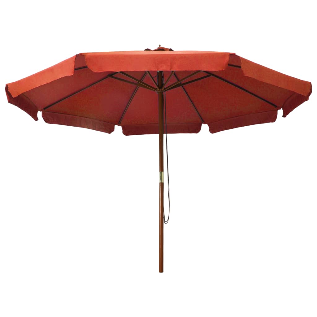 vidaXL Градински чадър с дървен прът, 330 см, теракота