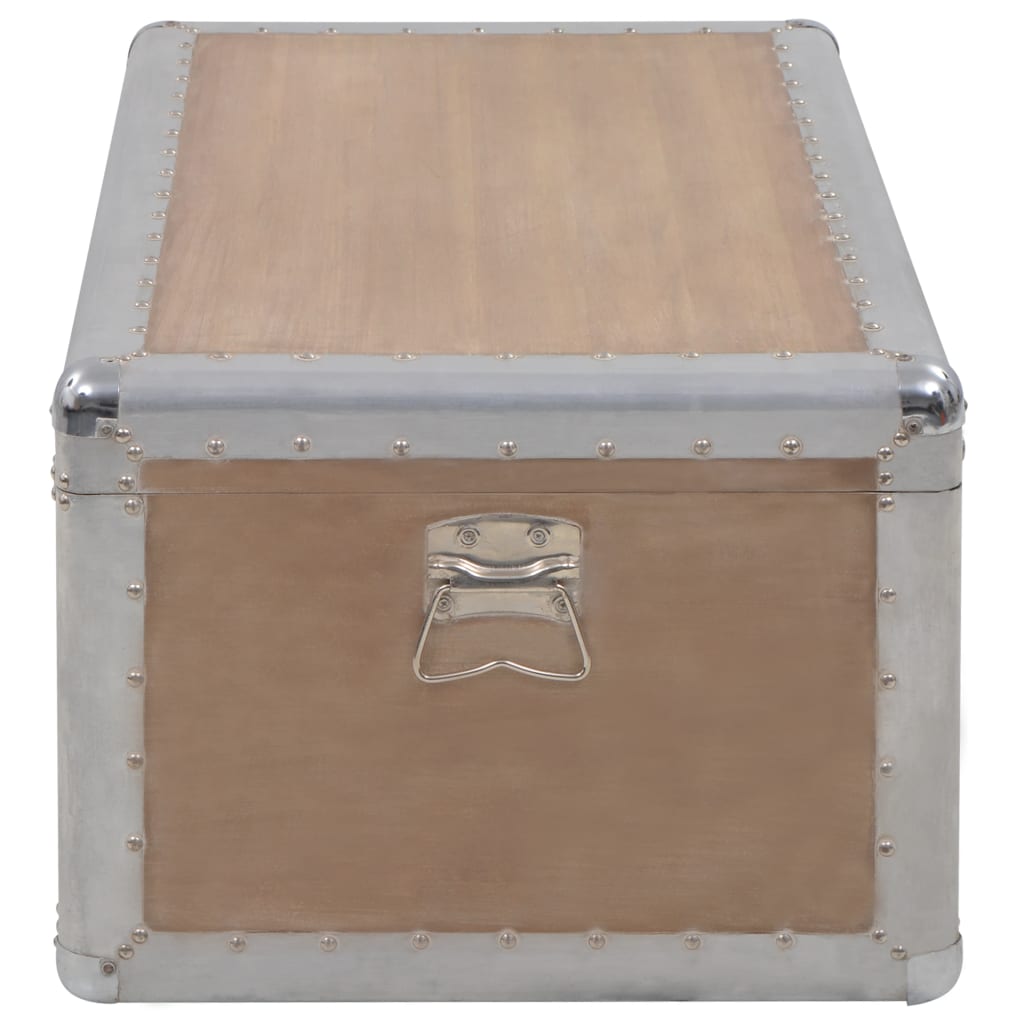 vidaXL Кутия за съхранение, чам масив, 91x52x40 см, кафява