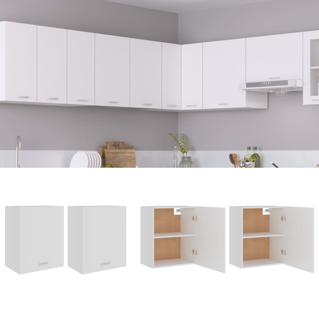 vidaXL Висящи шкафове, бели, 2 бр, 50x31x60 см, ПДЧ