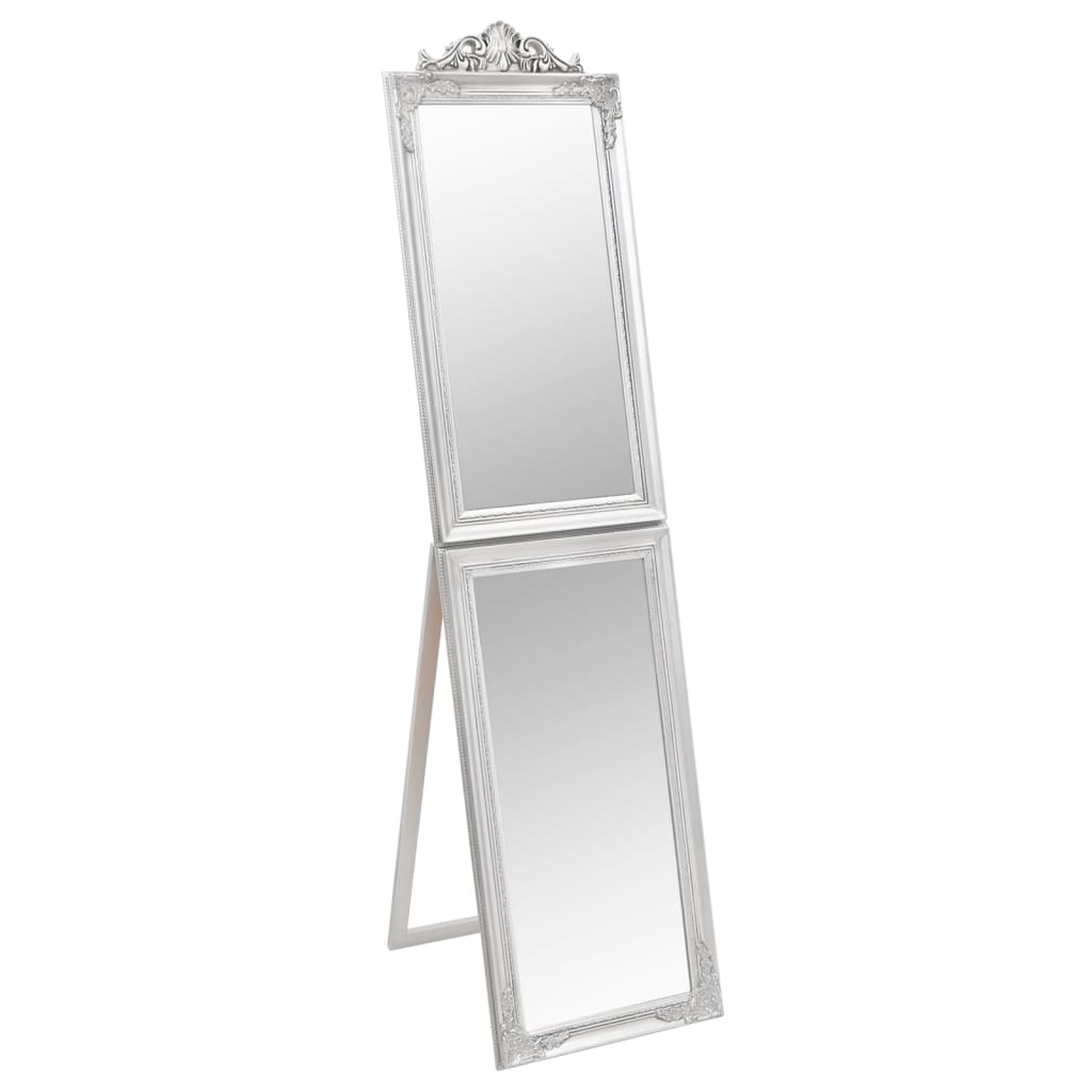 vidaXL Стоящо огледало, сребристо, 40x160 см