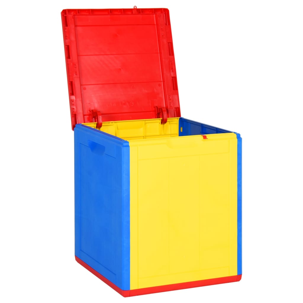 vidaXL Градинска кутия за съхранение, цветна, PP ратан, 90 л