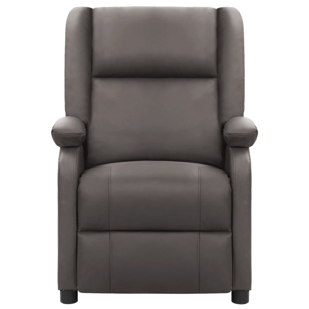 vidaXL Реклайнер стол, сив, естествена кожа