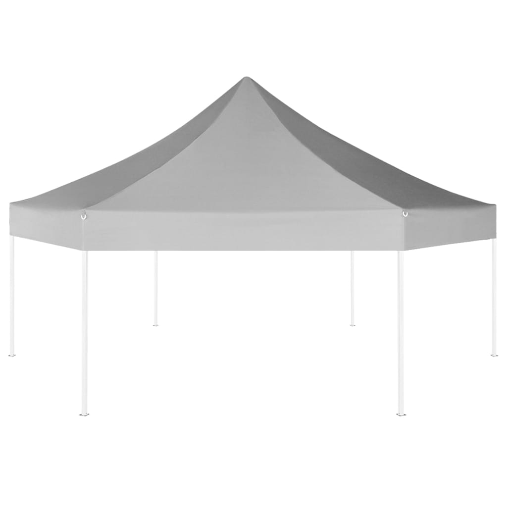vidaXL Шестоъгълна pop-up сгъваема шатра, сива, 3,6x3,1 м