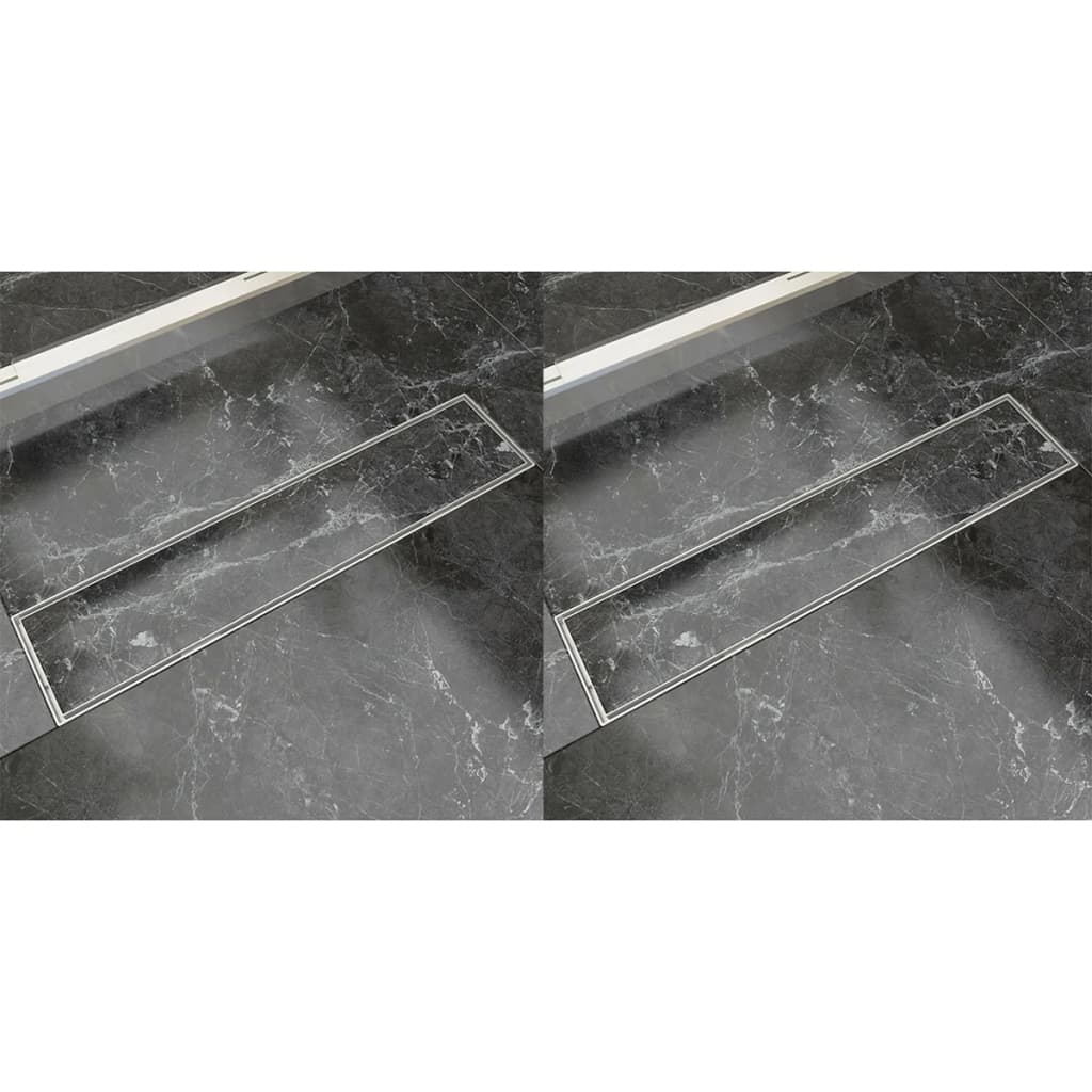 vidaXL Линейни сифони, 2 бр, 530x140 мм, неръждаема стомана