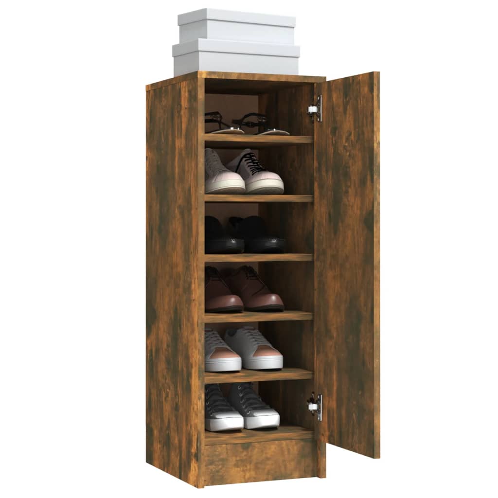 vidaXL Шкаф за обувки, опушен дъб, 32x35x92 см, инженерно дърво