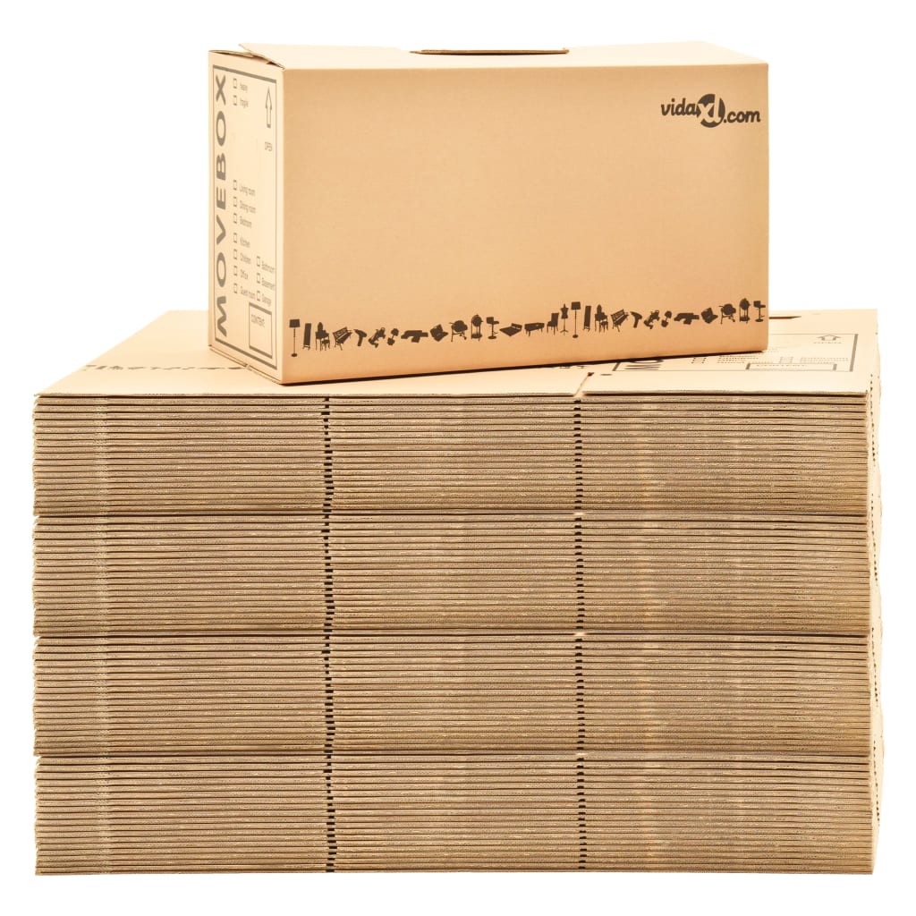 vidaXL Картонени кутии за преместване, XXL, 80 бр, 60x33x34 см
