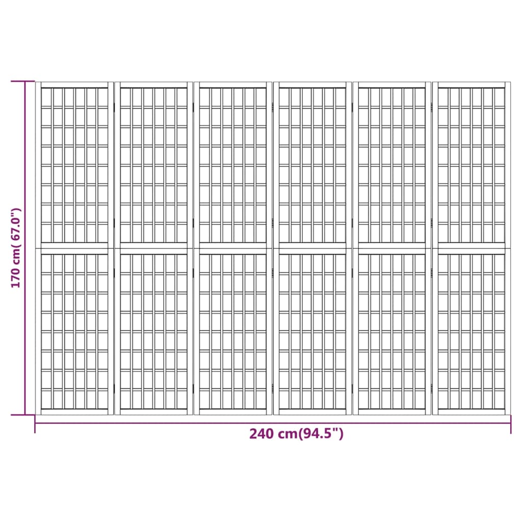 vidaXL Параван за стая, 6 панела, в японски стил, 240x170 cм, бял