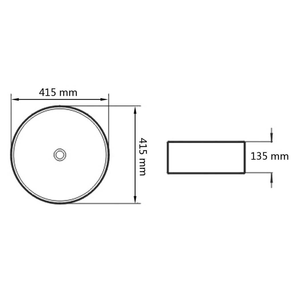 vidaXL Керамична мивка кръгла черна 41,5x13,5 см