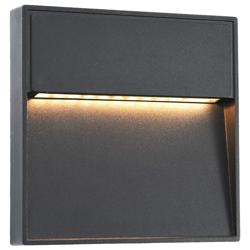vidaXL Фасадни LED аплици, 2 бр, 3 W, черни, квадратни