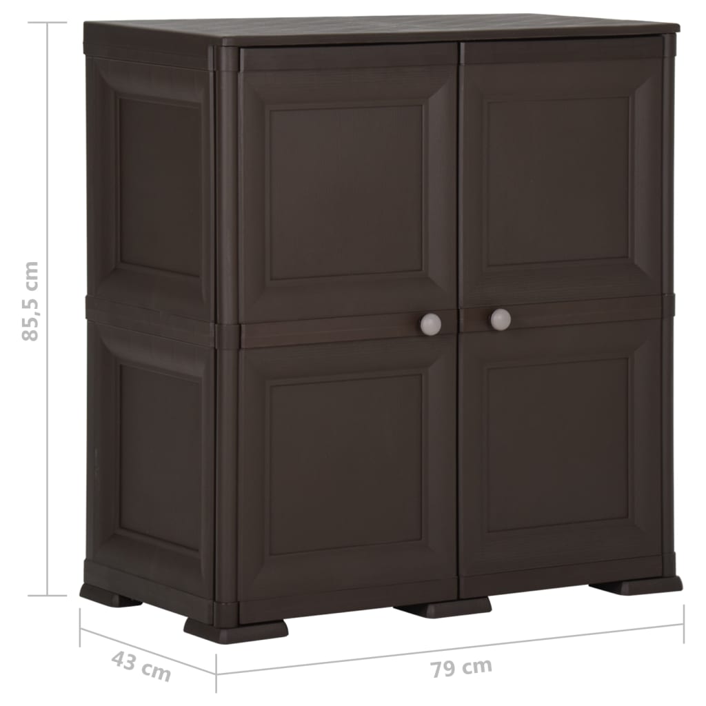 vidaXL Пластмасов шкаф, 79x43x85,5 см, дървен дизайн, кафяв