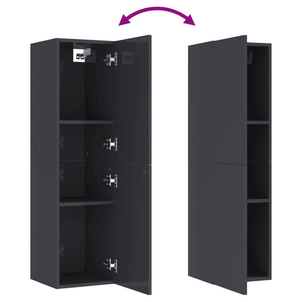 vidaXL ТВ шкаф, сив гланц, 30,5x30x110 см, ПДЧ