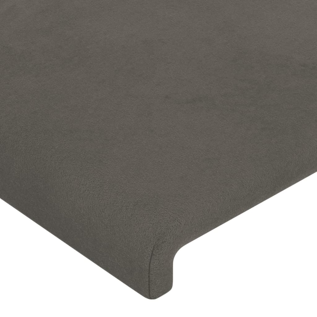 vidaXL Горна табла за легло, тъмносива, 90x5x78/88 см кадифе
