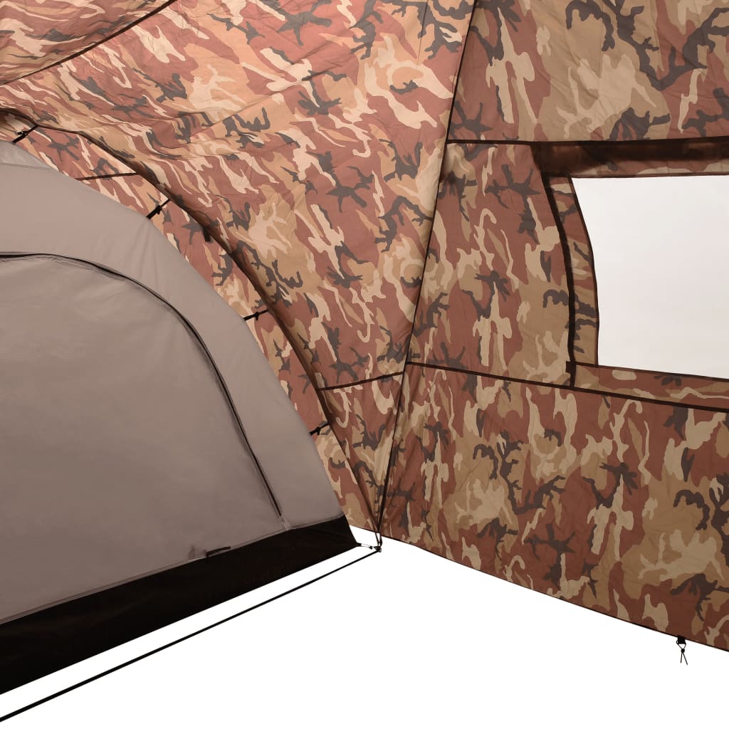 vidaXL Палатка за къмпинг тип иглу, 650x240x190 см, 8-местна, камуфлаж