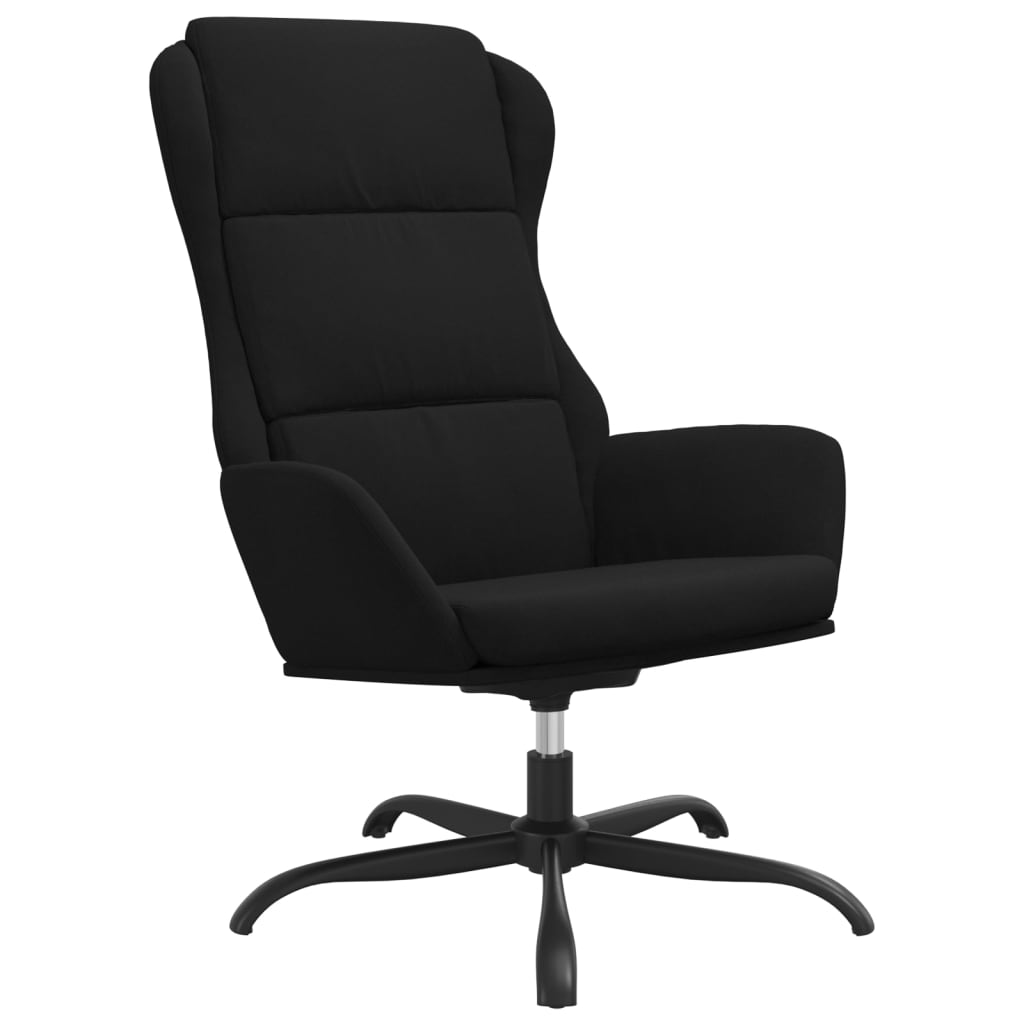 vidaXL Релаксиращ стол с опора за крака, черна, микрофибърен текстил