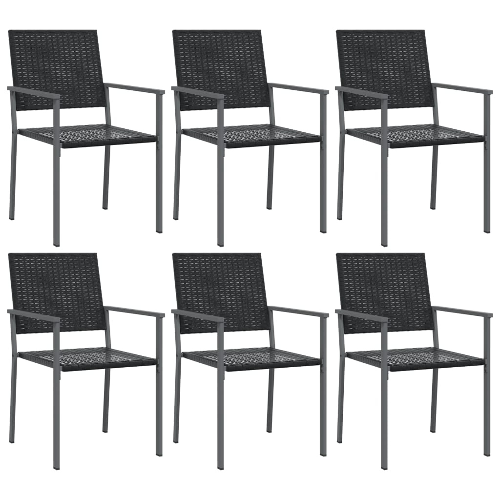 vidaXL Градински столове 6 бр черни 54x62,5x89 см полиратан