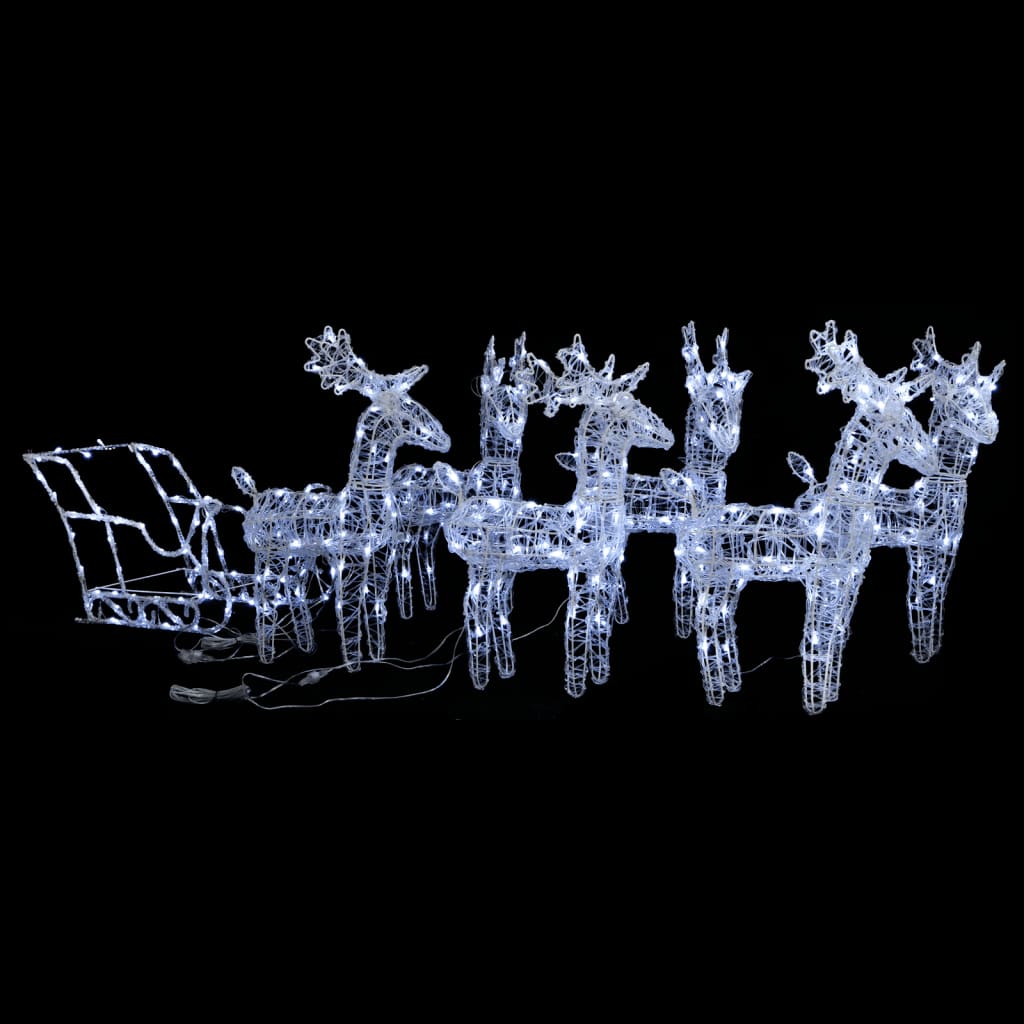 vidaXL Коледна украса елени с шейна, 320 LED, акрил