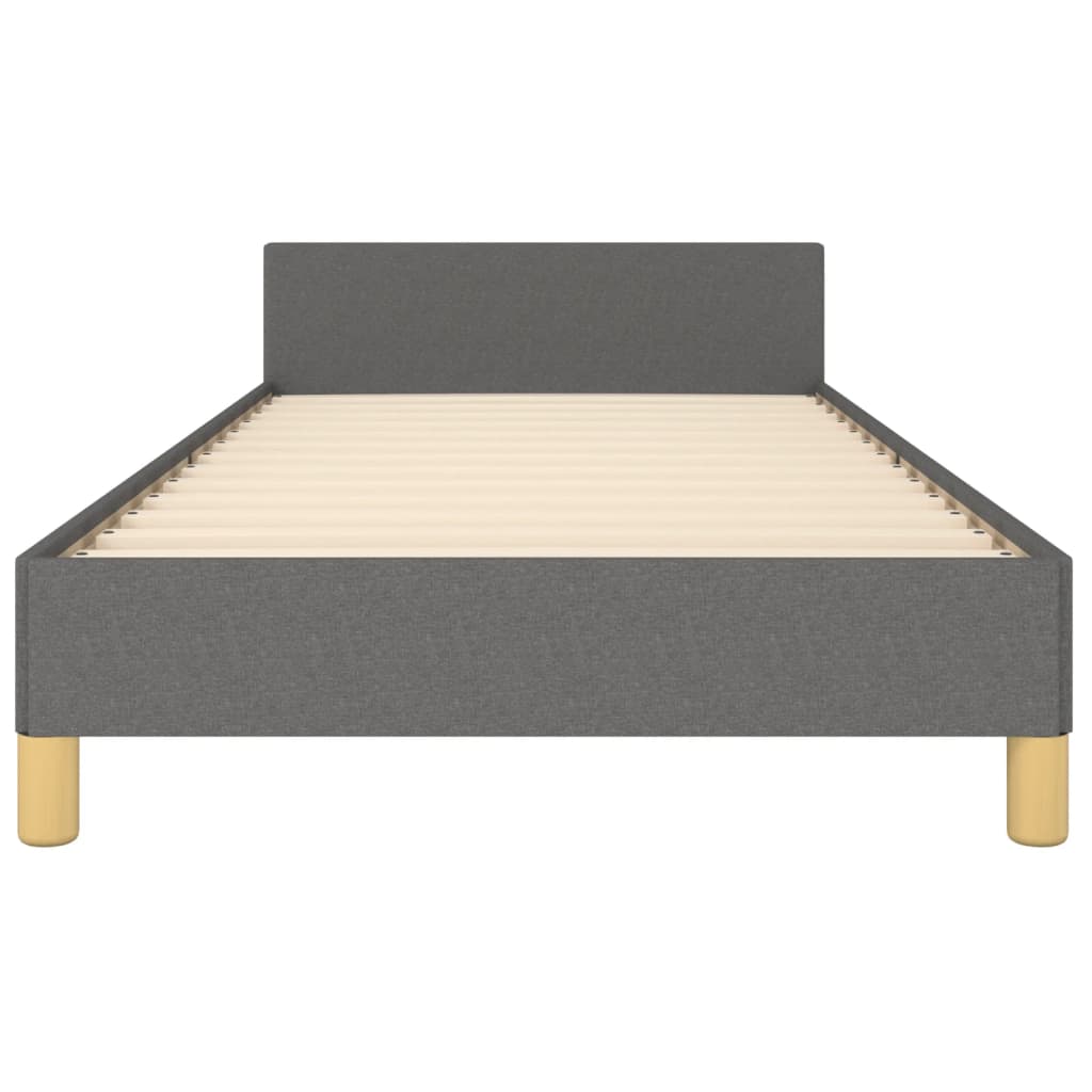vidaXL Рамка за легло с табла, тъмносива,90x190 см плат