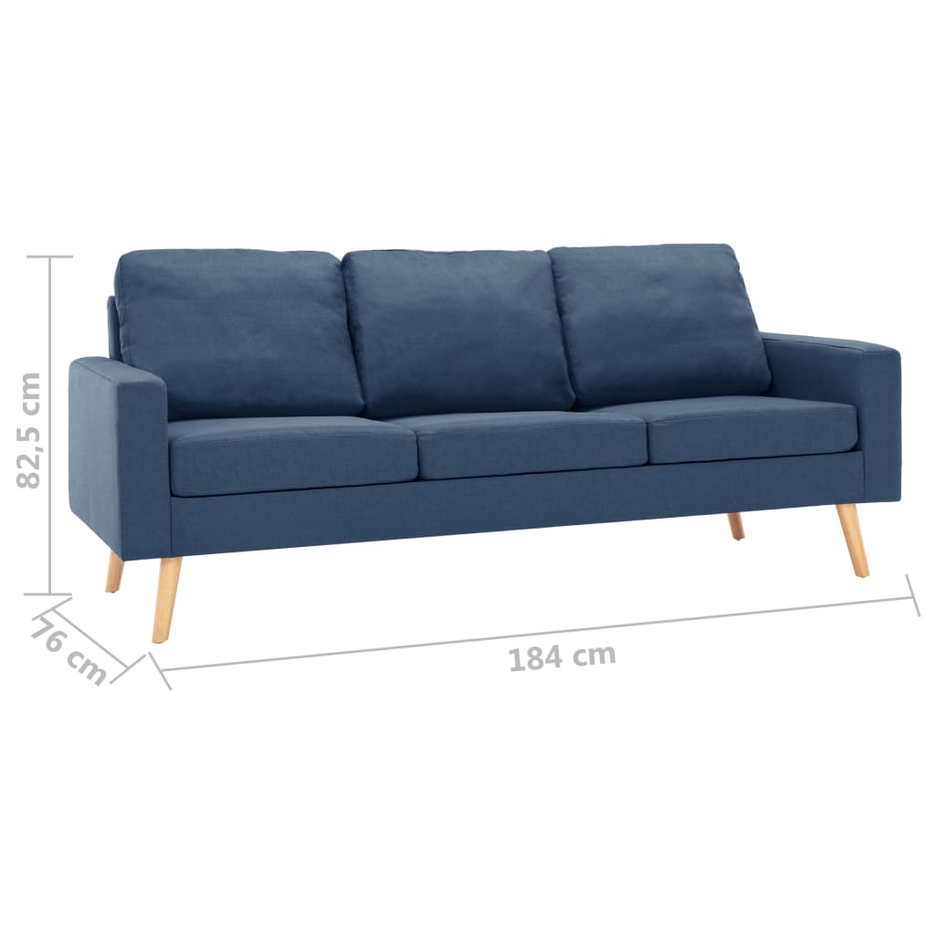 vidaXL 3-местен диван, син, текстил