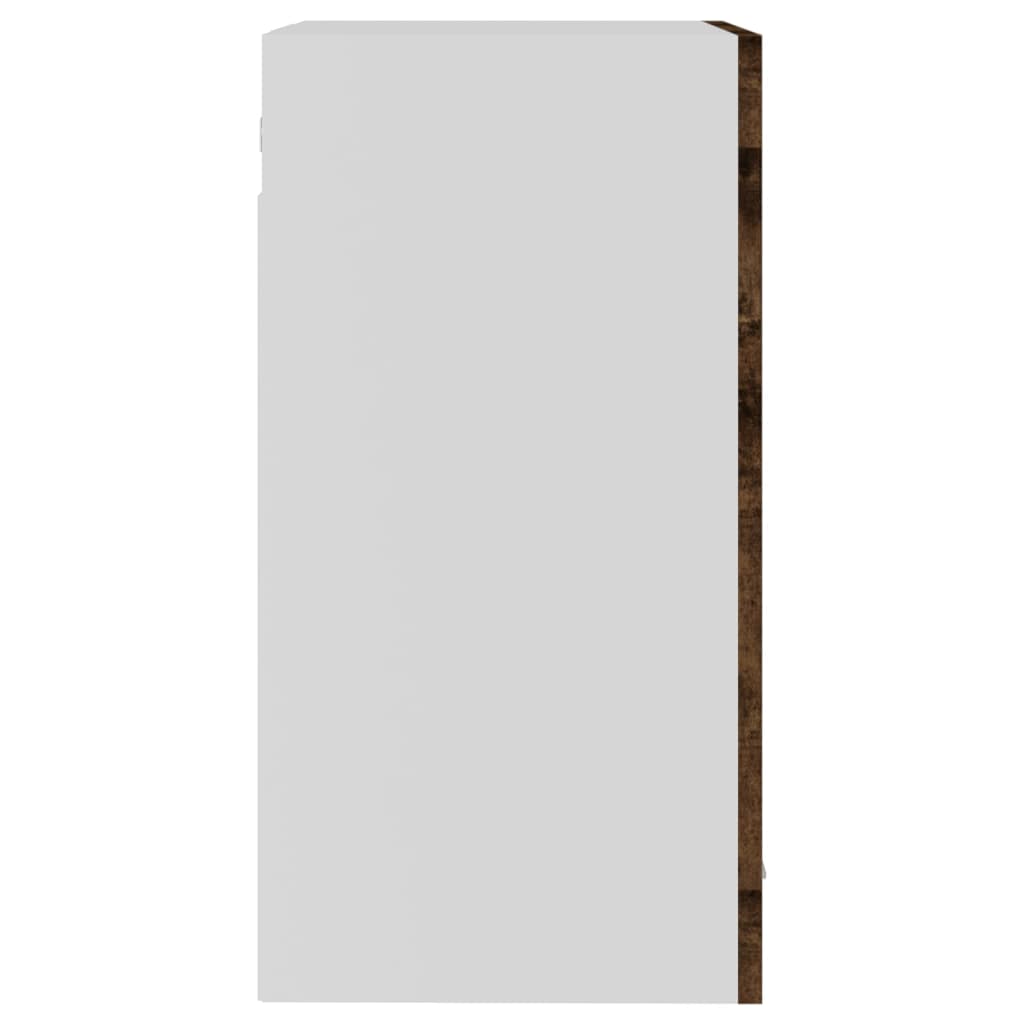vidaXL Окачен стъклен шкаф, опушен дъб, 40x31x60 см, инженерно дърво