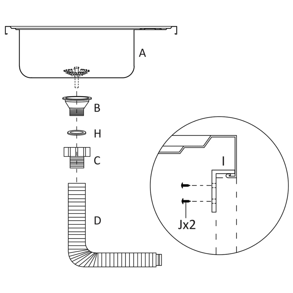 vidaXL Кухненска мивка с отцедник, сребриста, 1000x600x155 мм, инокс