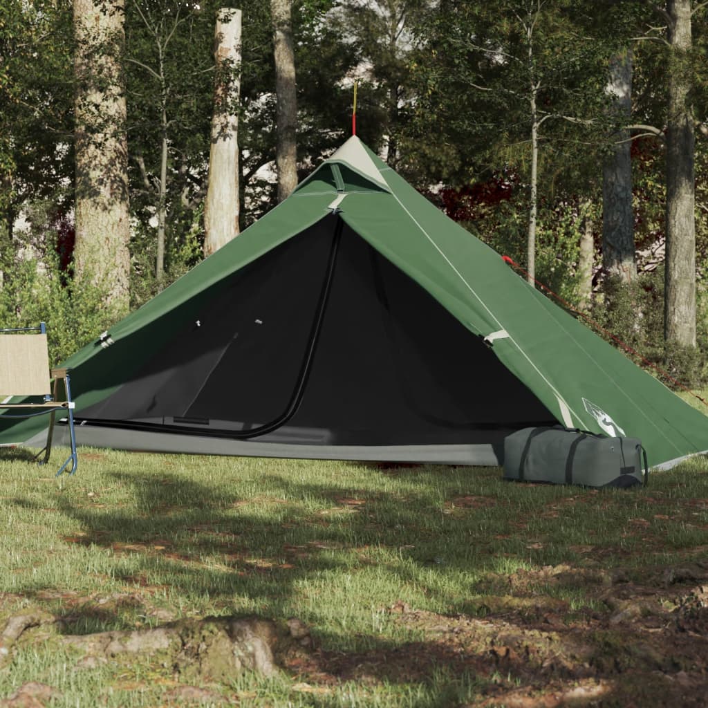 vidaXL Къмпинг палатка типи, 1-местна, зелена, водоустойчива