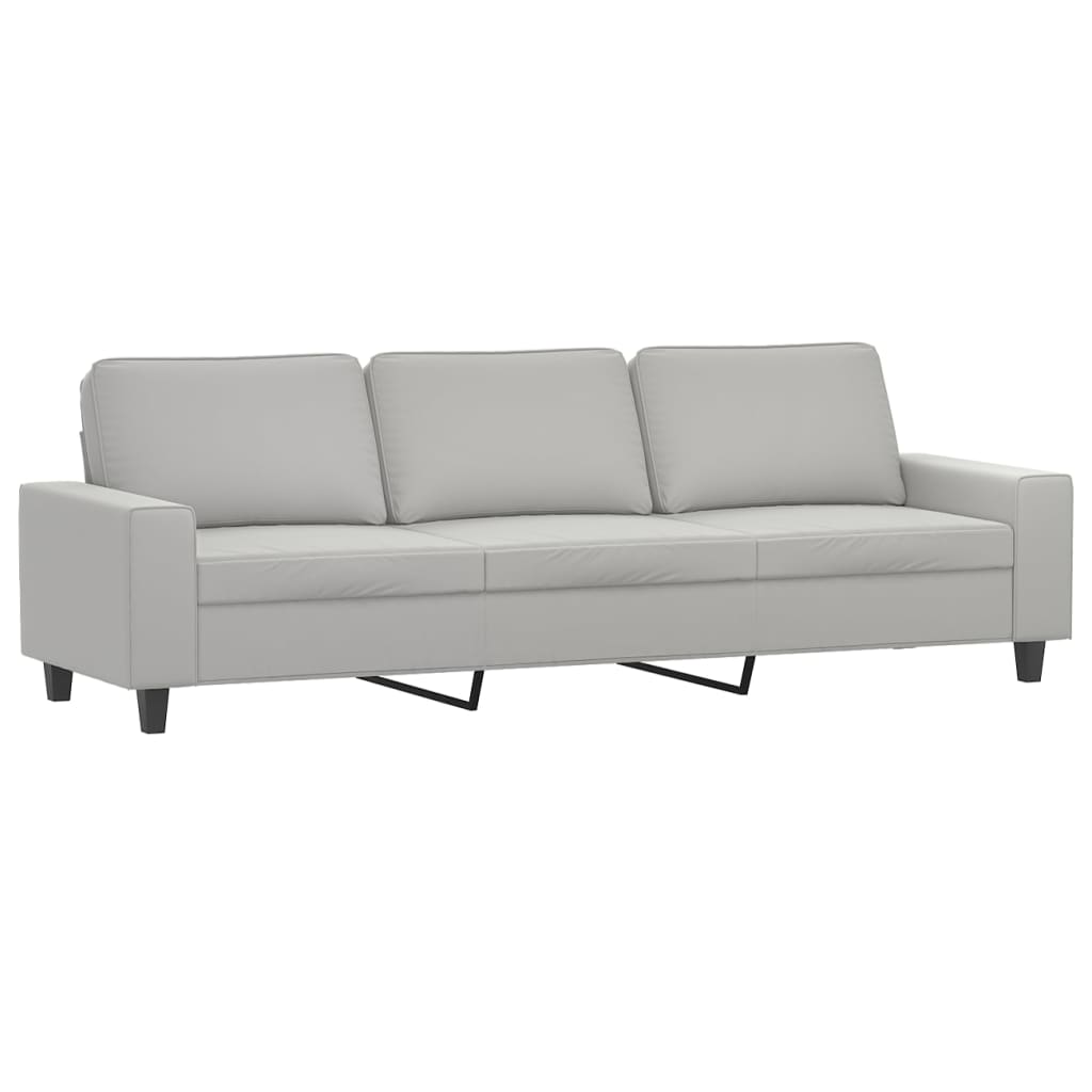vidaXL 3-местен диван с табуретка Светлосив 210см микрофибърен текстил