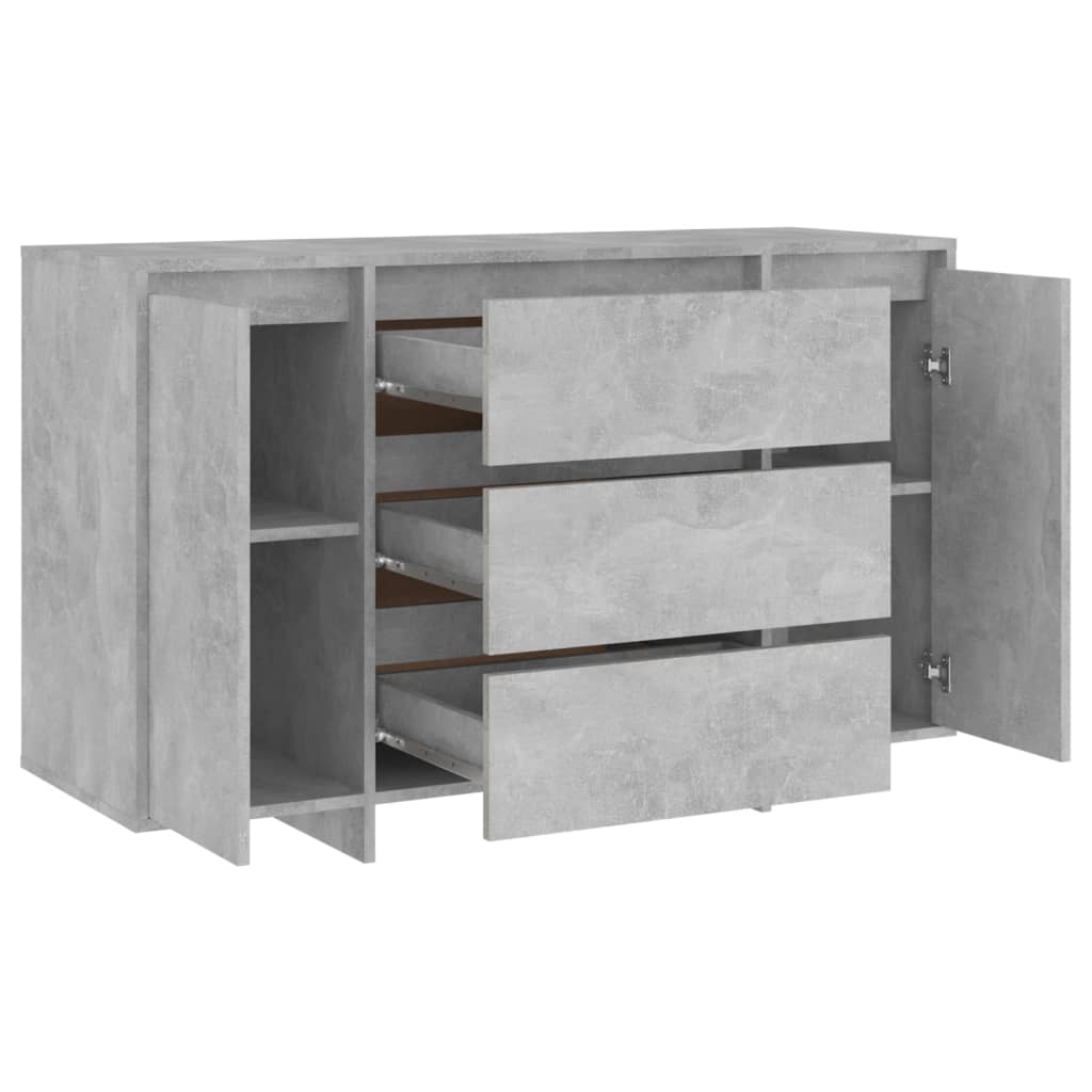 vidaXL Бюфет с 3 чекмеджета, бетонно сив, 120x41x75 см, ПДЧ