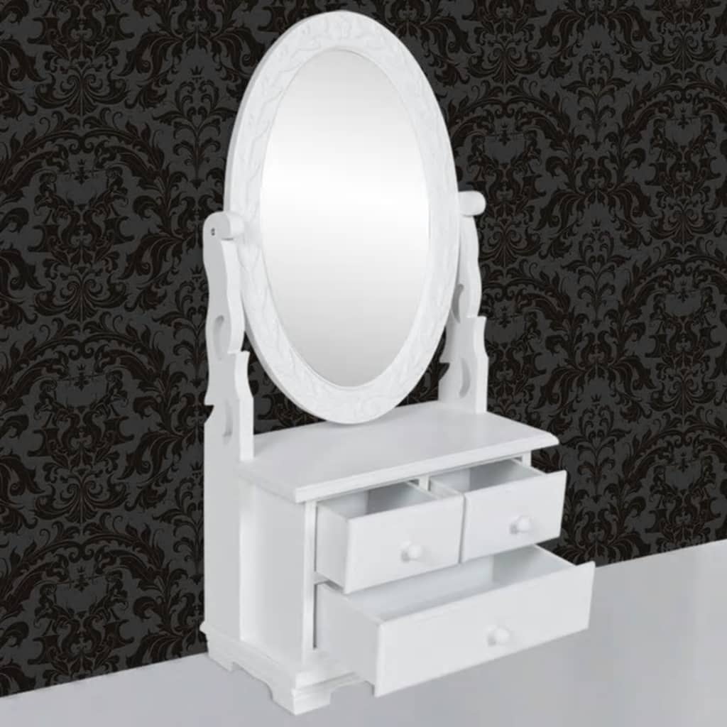 vidaXL Тоалетка с регулируемо овално огледало, МДФ
