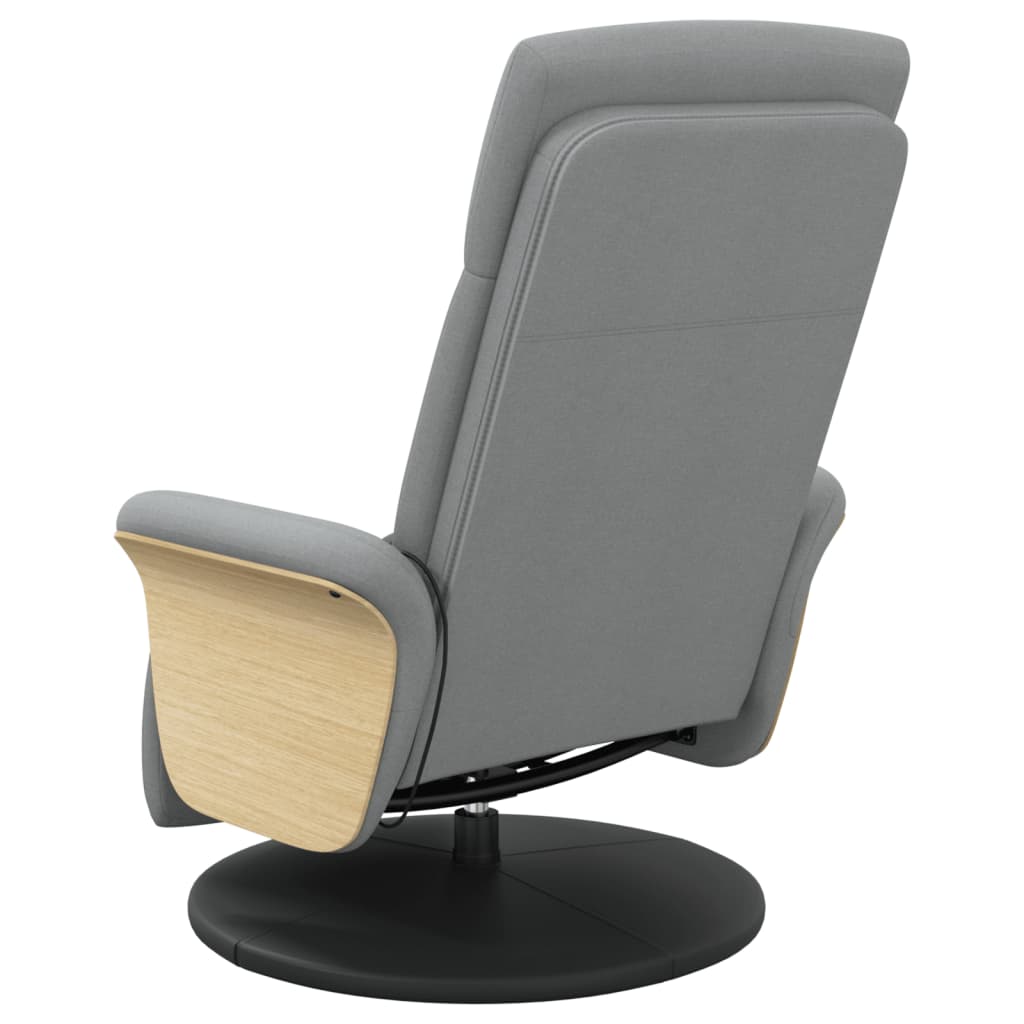 vidaXL Масажен реклайнер стол с поставка за крака, светлосив, текстил
