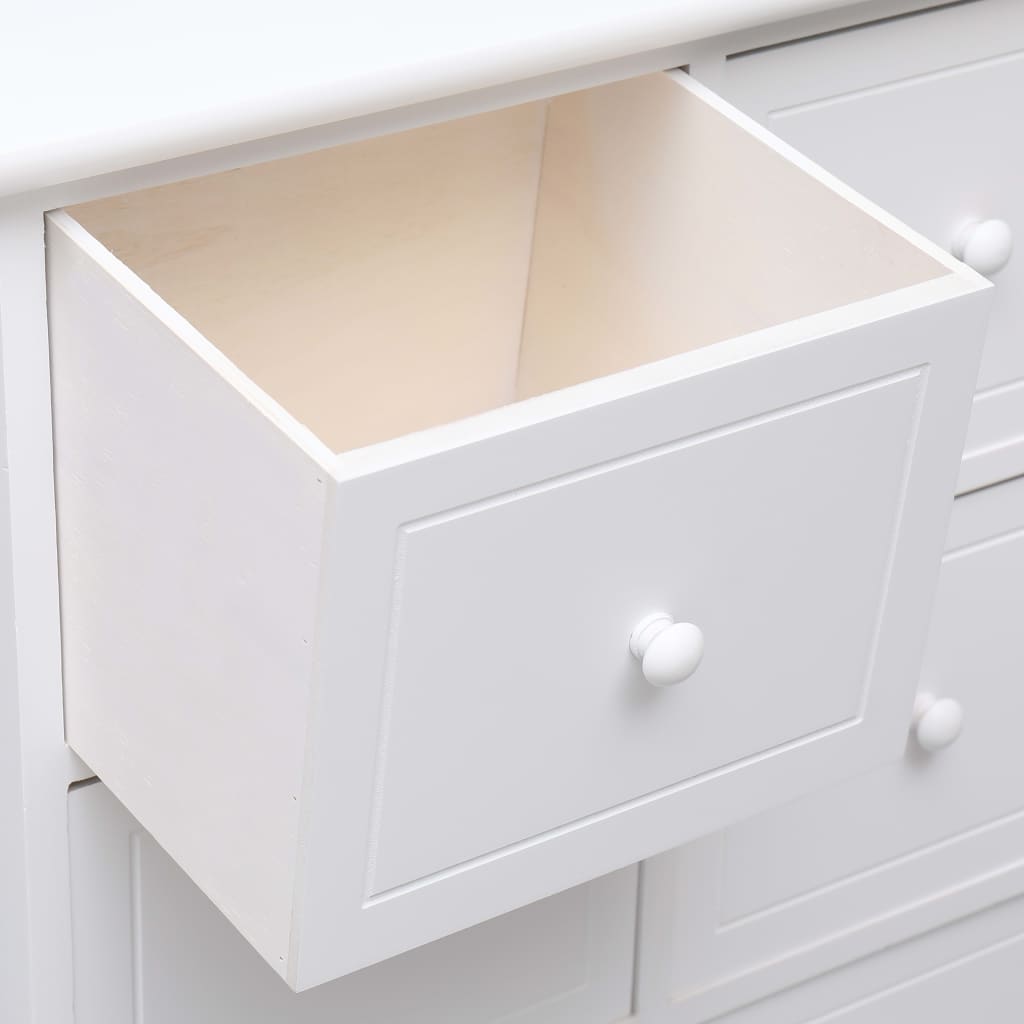vidaXL Страничен шкаф с 6 чекмеджета, бял, 60x30x75 см, пауловния