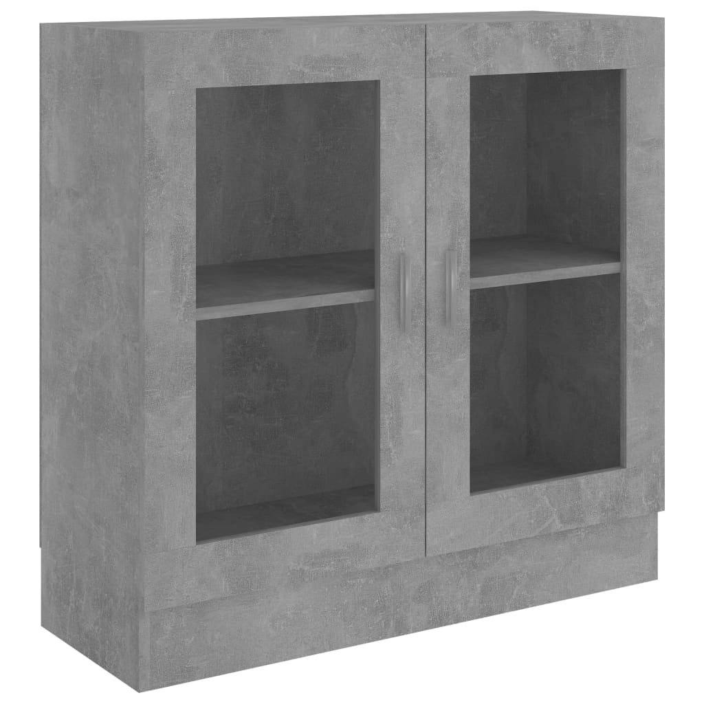 vidaXL Шкаф витрина, бетонно сив, 82,5x30,5x80 см, ПДЧ