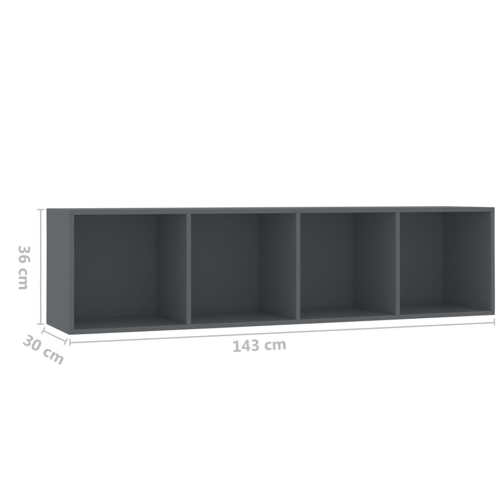 vidaXL Библиотека/ТВ шкаф, сива, 143x30x36 см