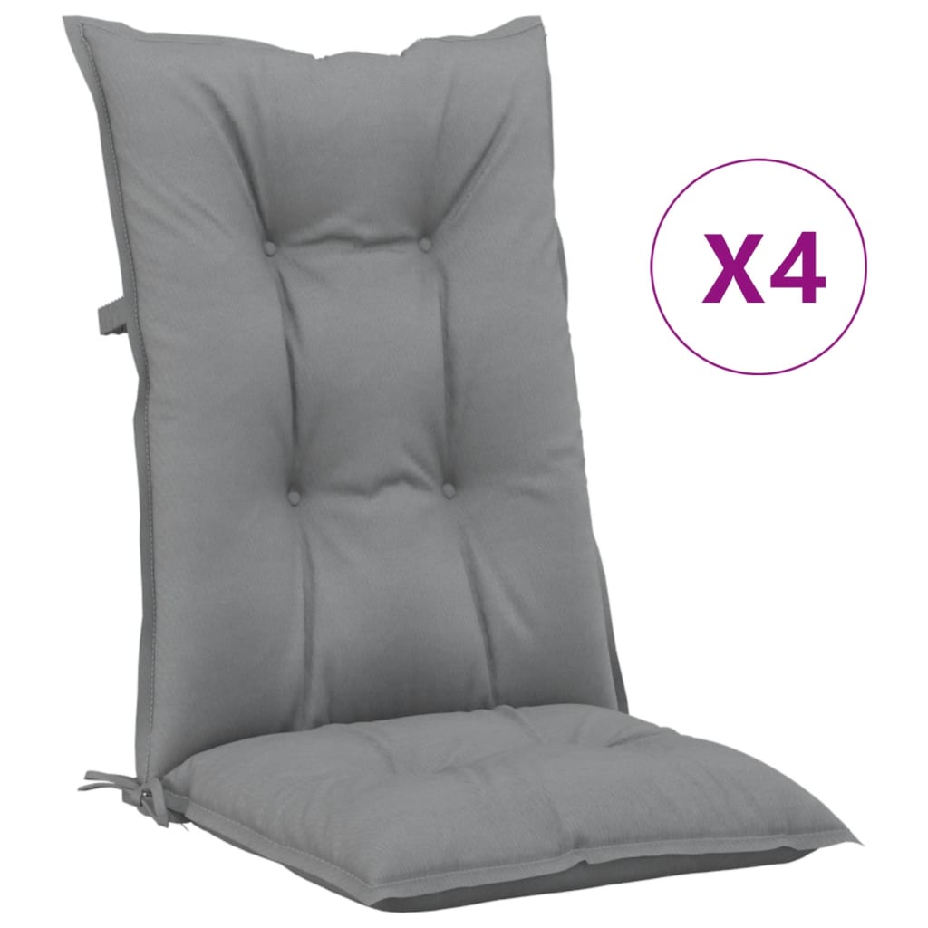 vidaXL Възглавници за градински столове 4 бр сиви 120x50x7 см плат