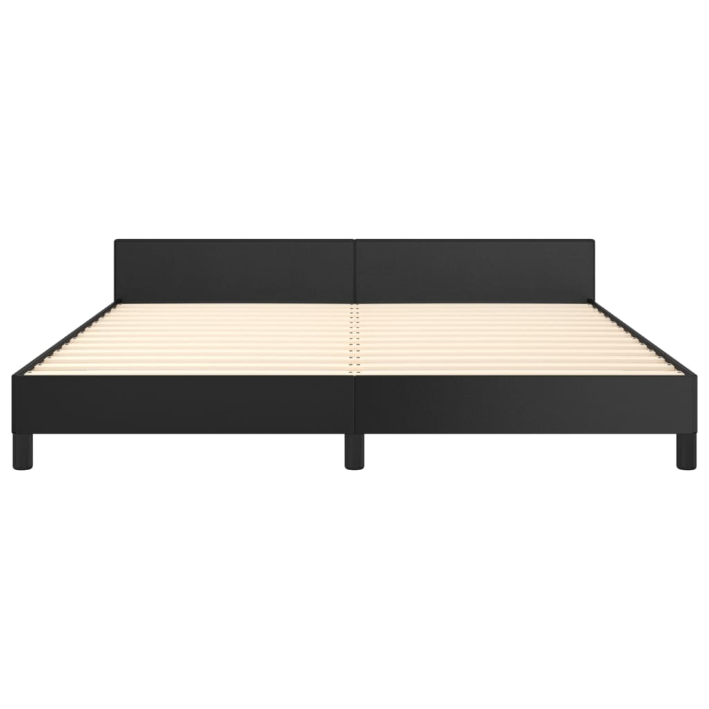 vidaXL Рамка за легло с табла, черна, 180x200 см, изкуствена кожа