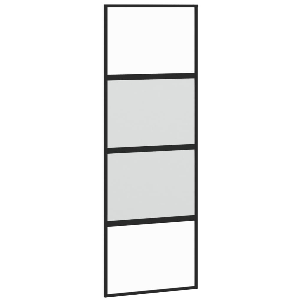 vidaXL Плъзгаща се врата, черна, 76x205 см, закалено стъкло и алуминий