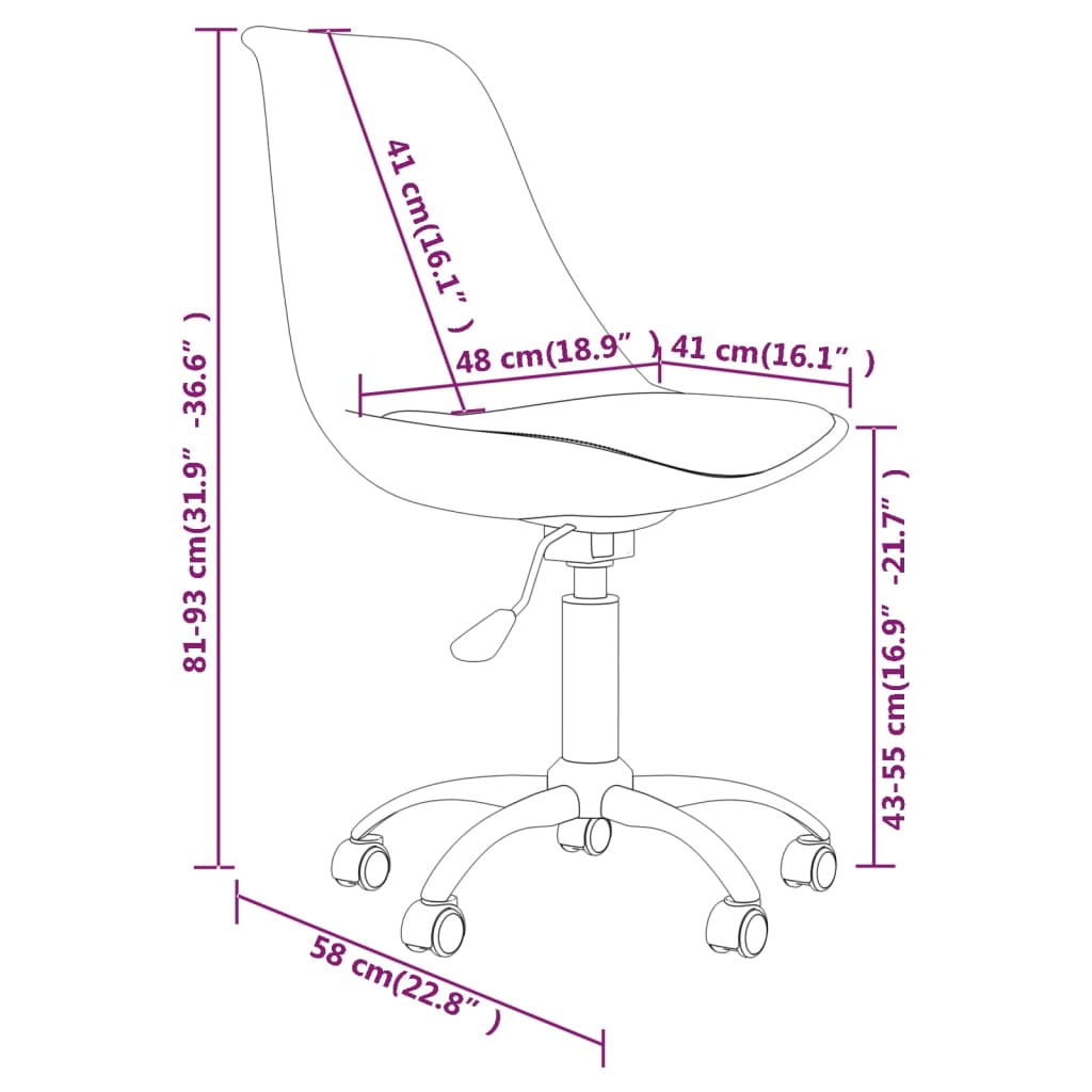 vidaXL Въртящи се трапезни столове, 4 бр, лилави, текстил