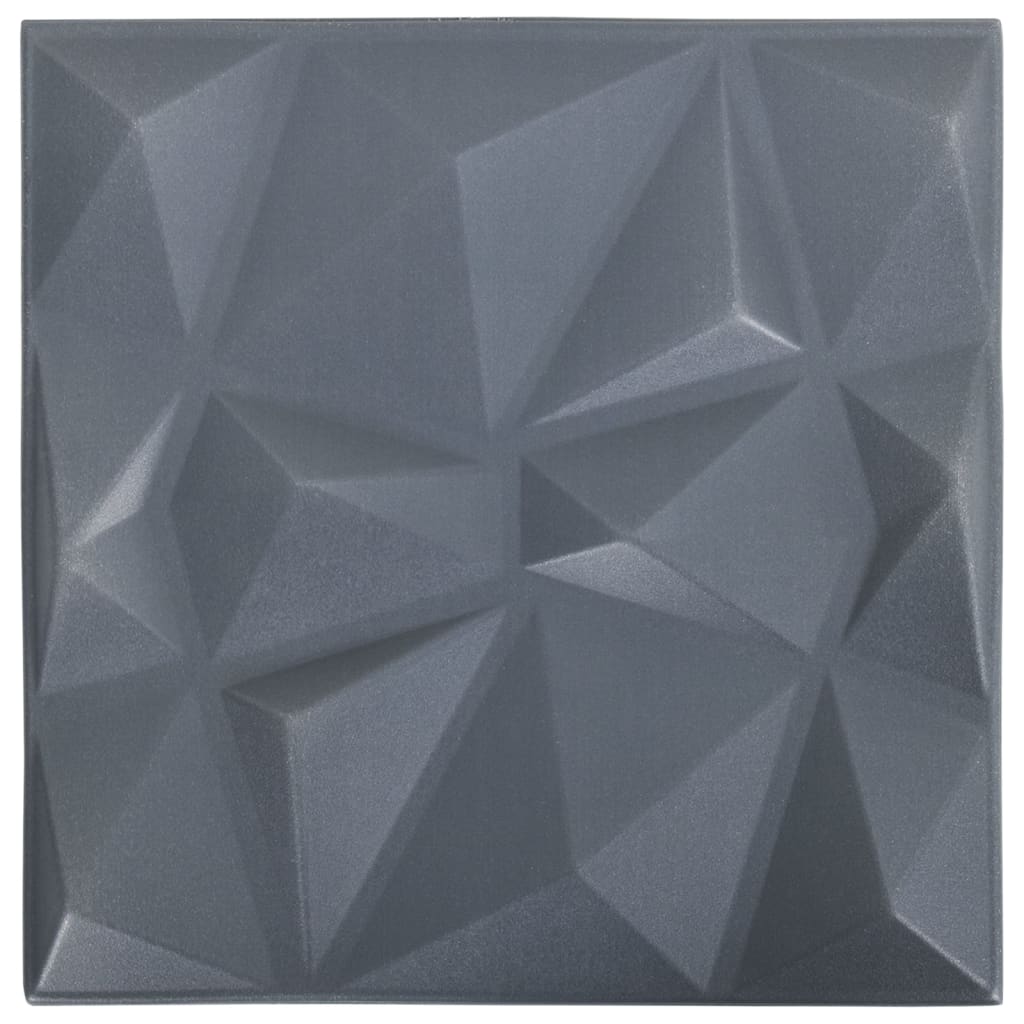 vidaXL 3D стенни панели, 24 бр, 50x50 см, диамантено сиво, 6 м²