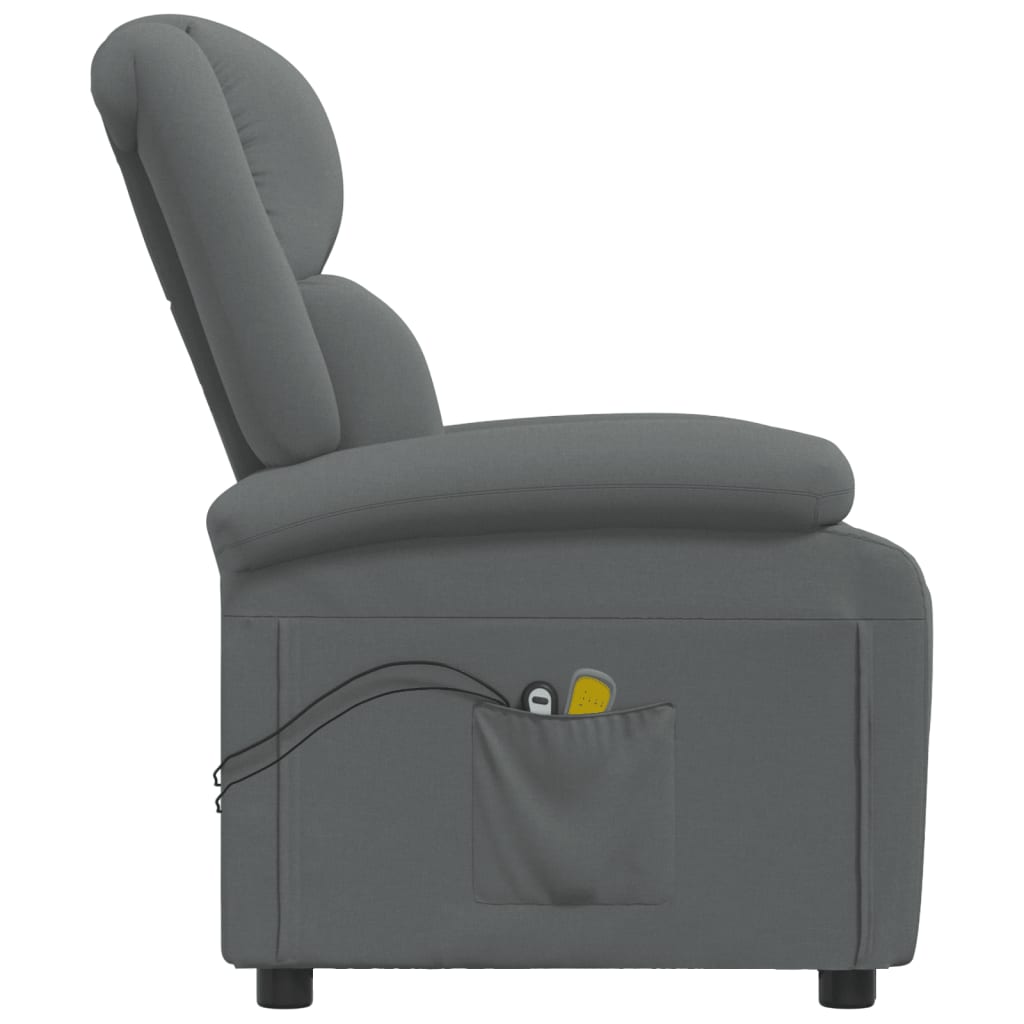 vidaXL Електрически масажен стол, тъмносив, текстил