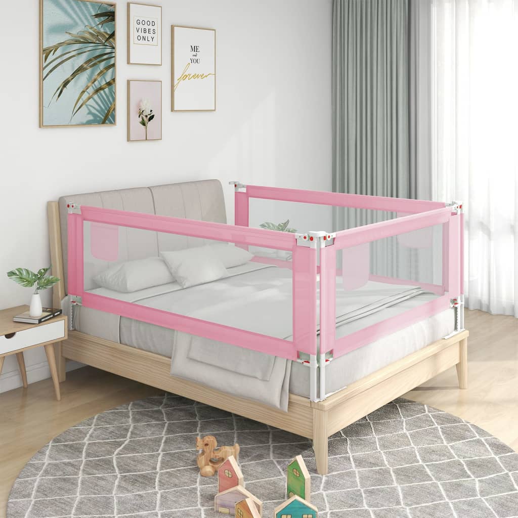 vidaXL Ограничител за бебешко легло, розов, 90x25 см, плат