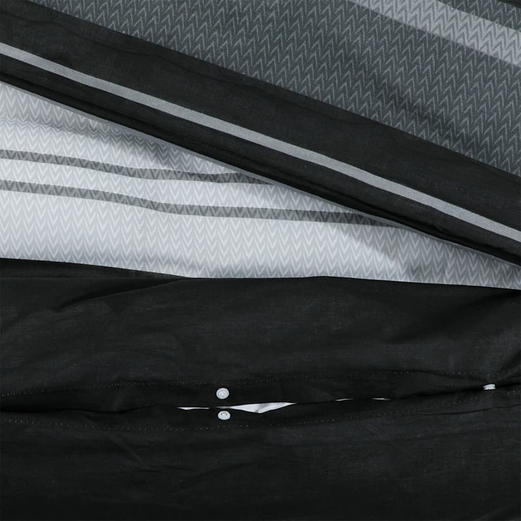 vidaXL Комплект спално бельо, черно и бяло, 200x220 см, памук