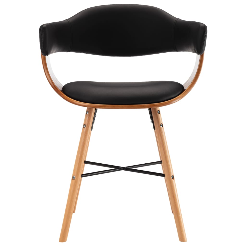 vidaXL Трапезни столове, 4 бр, черни, изкуствена кожа и извито дърво