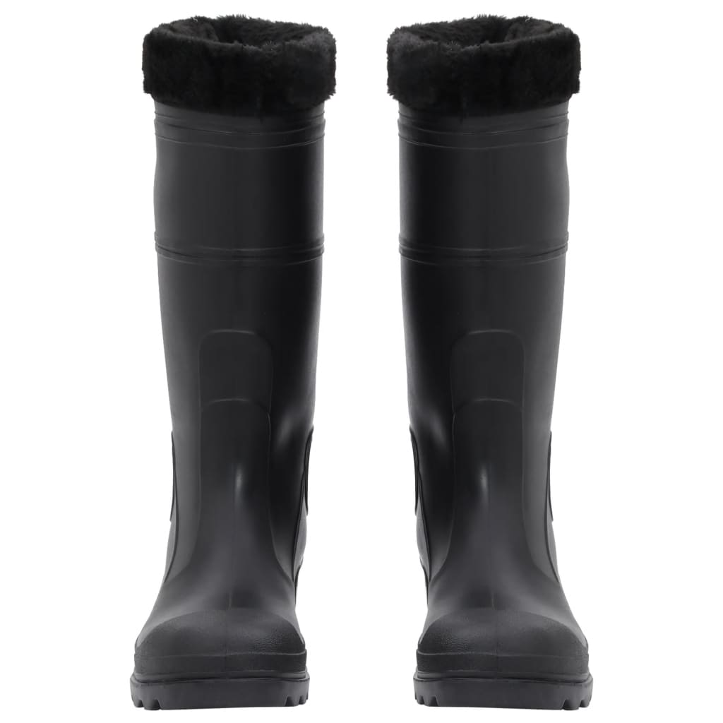 vidaXL Ботуши за дъжд с подвижни чорапи, черни, размер 41, PVC